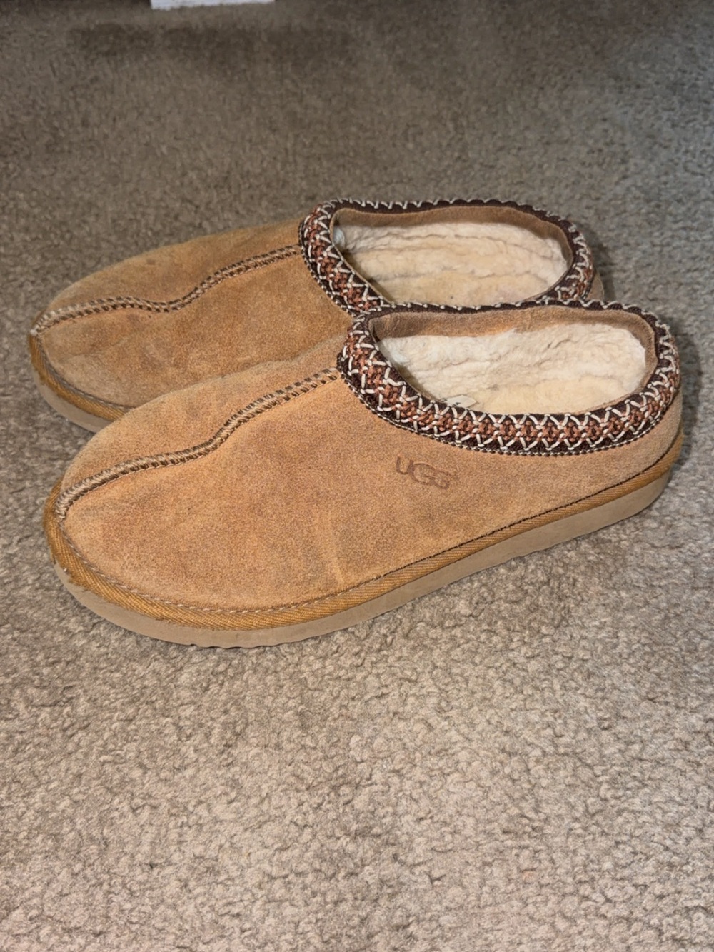 UGG Men's Slip-On Suede Shearling Lined Slippers - Chestnut Tan